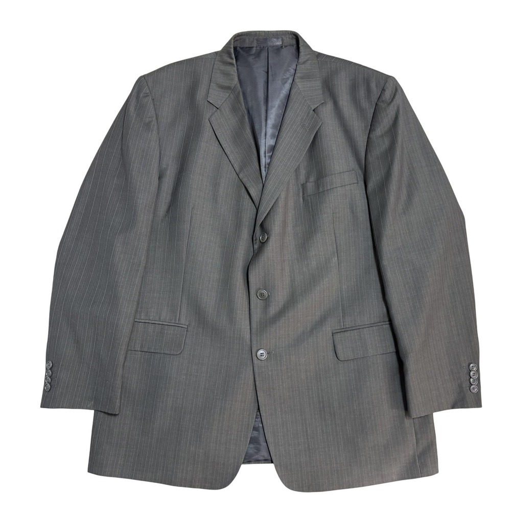 Visconti Blazer Suit Jacket Mens 46R Gray Pinstripe Super 140s Wool 3 Button
